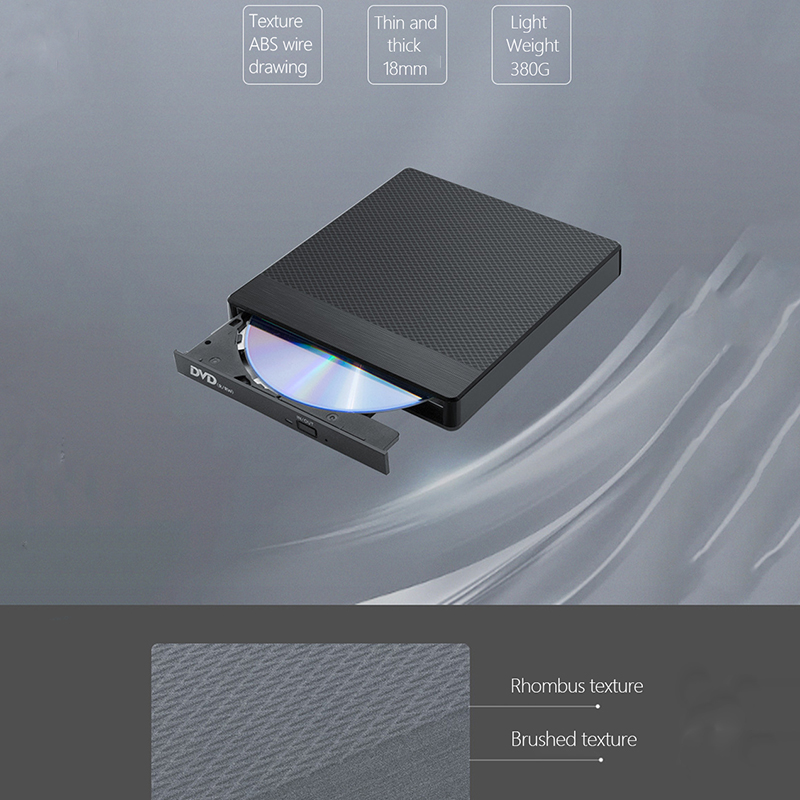 KuWFi-grabador de DVD USB 3,0 y tipo C, Unidad óptica externa RW, CD, DVD, ROM, reproductor, grabador para Windows, Macbook, portátil y PC