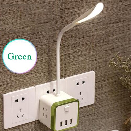Multifunktionell mini led-lampa med usb-uttag för kontor hem sovsal studiebordslampa beröringslampa nattlampa för bebismatning: Grön