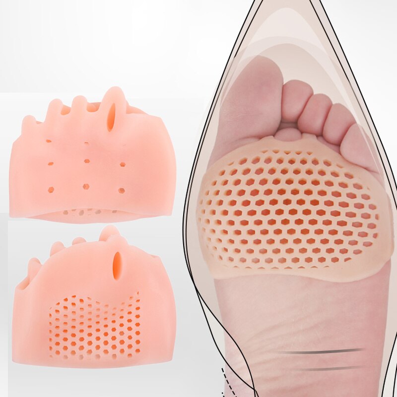 2pcs Silicone Forefoot Pads Gel Insoles Toe Separator Cushion Pad Pain Relief Shoes Insoles Finger Toe Valgus Corrector Gel Pads
