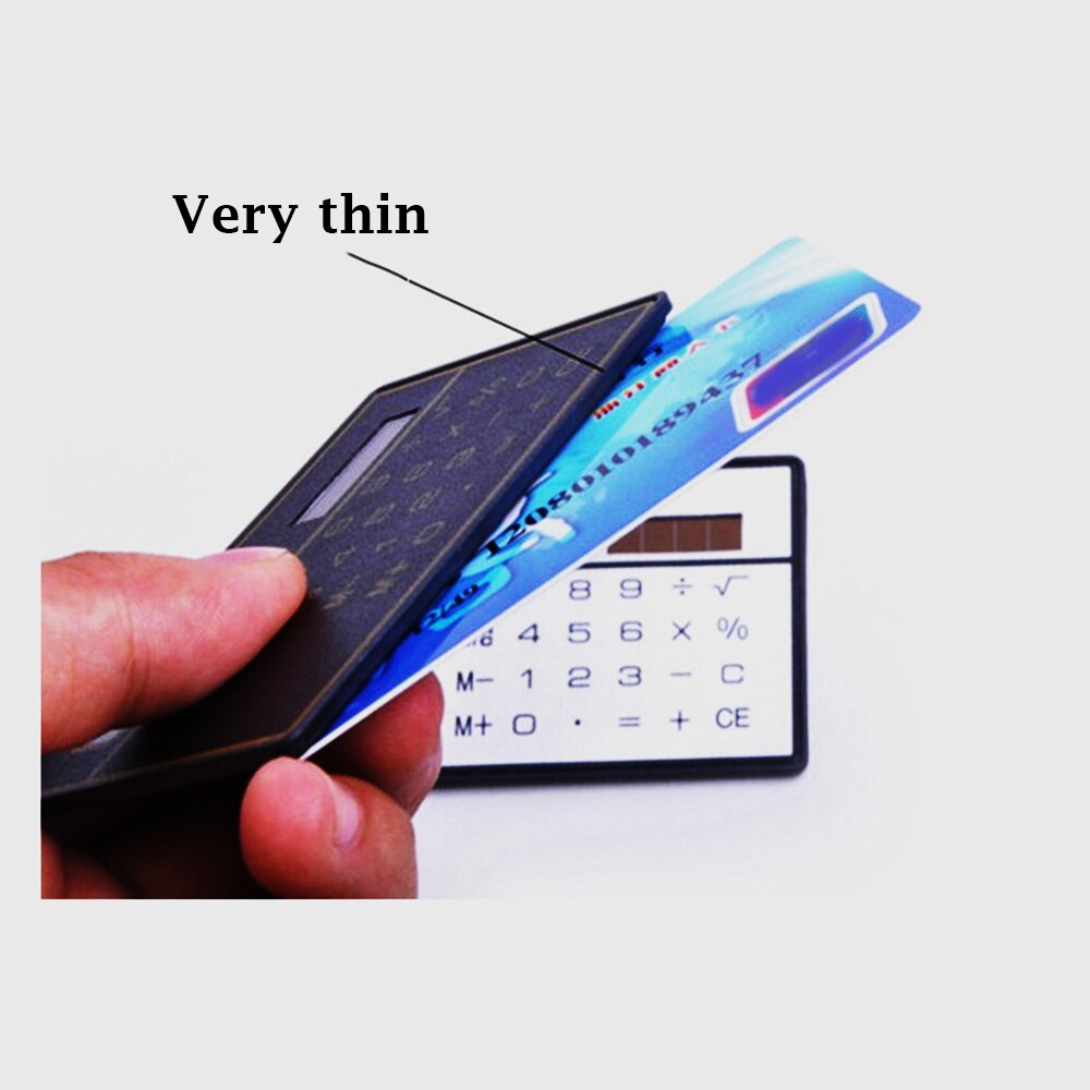 Ultra Dunne Mini Credit Card Calculator Size 8 Digit Draagbare Solar Power Pocket Calculator Student Kantoor Rekenmachine Instrumenten