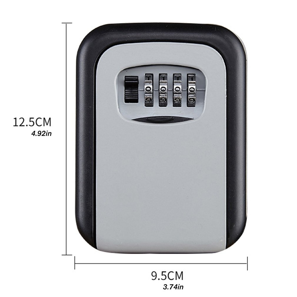 Key Lock Box Wall Mounted Aluminum alloy Key Safe Box Weatherproof 4 Digit Combination Key Storage Lock Box Indoor Outdoo