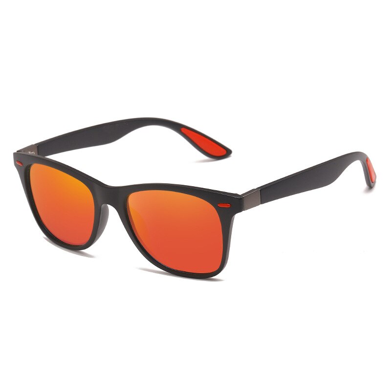 Polariserede solbriller mænd kvinder klassiske firkantede plastkørsel solbriller mandlige sorte solbriller  uv400: C5 spejl rød