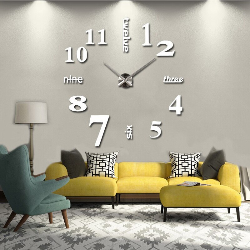 Neue wanduhr uhren reloj de gekürzt uhr 3d diy Acryl spiegel Aufkleber Quarz Moderne Heimat Dekoration freies
