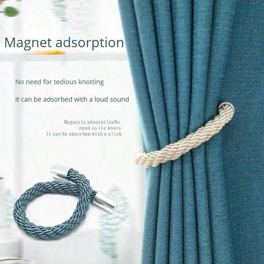 Modern Simple Thick Rope Twist Curtain Tie Rope Without Punching Installation Magnetic Buckle Decorative Home Accessories