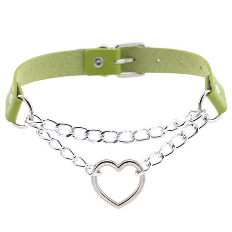 Gargantilla de cadena con corazón gótico oscuro para mujer, collar harajuku Punk, Gargantilla negra para mujer y niña, gargantilla de cuero Kawaii, joyería de bruja
