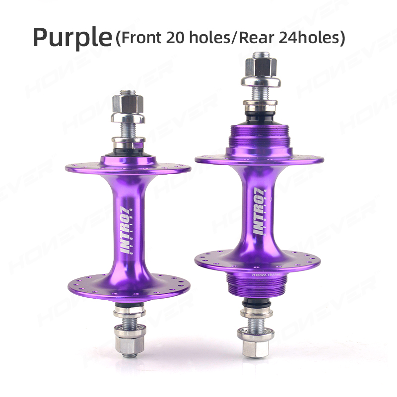 INTRO7 Bicycle Fixed Gear Hubs Front Rear 20H 24H 32 Holes Lightweight Sealed Bearing Fixie Bike Track Hub Bicycle Parts: Purple 20 24