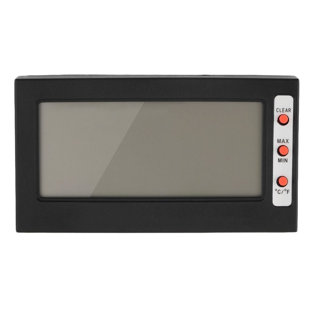 Large Digital LCD Display Freezer Room Thermometer Hygrometer Max Min Memory Celsius Fahrenheit wih a Back Bracket Black