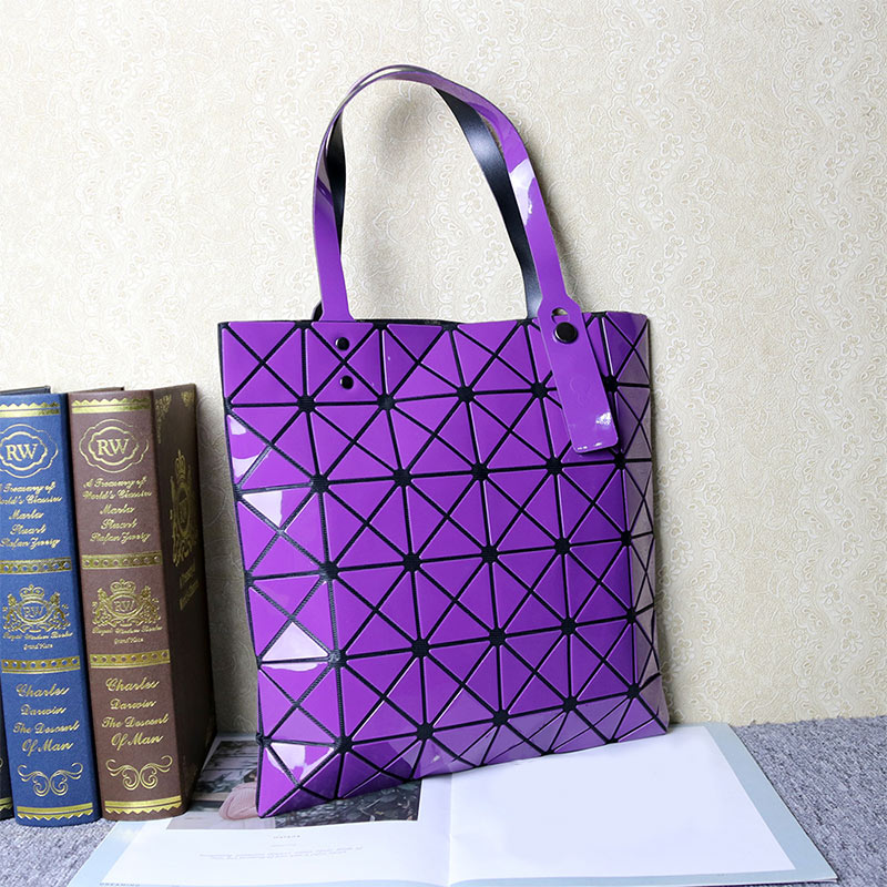 Bags Women Folding Totes Crossbody Bag Ladies Handbags Female Luminous Geometric Pattern Shoulder Messenger Purses: Purple