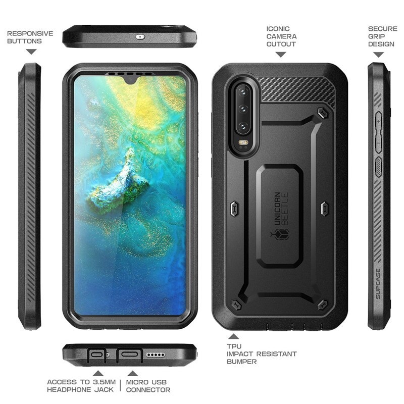 SUPCASE robić Huawei P30 Obudowa 6.1 cala (2019) UB zawodowiec ciężki obowiązek wytrzymała obudowa z wbudowanym ochraniaczem ekranu i futerałem