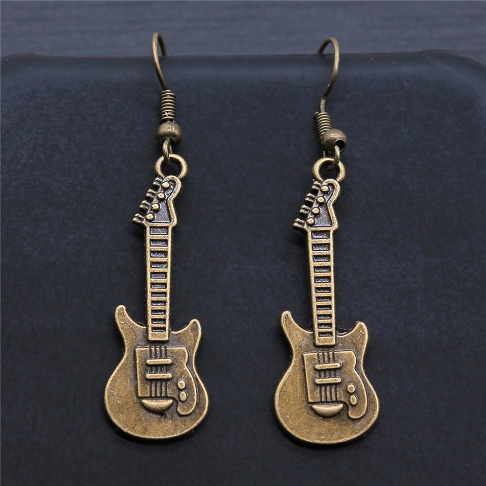 Musical Jewelry Earrings Musical Note Microphone Drum Guitar Violin Shaped Dangle Earrings For Girls Women: E1-A10988