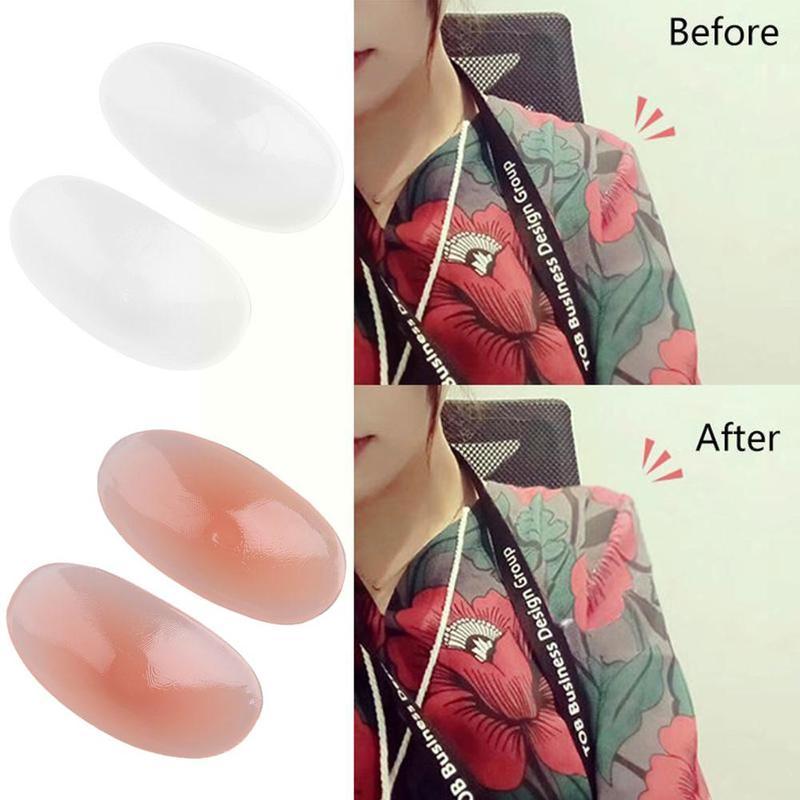 1 Pair Soft Silicone Shoulder Anti Slip Shoulder Pads Cushions Push-Up Shoulder Self-Adhesive Reusable Enhancer Clothing P8X2