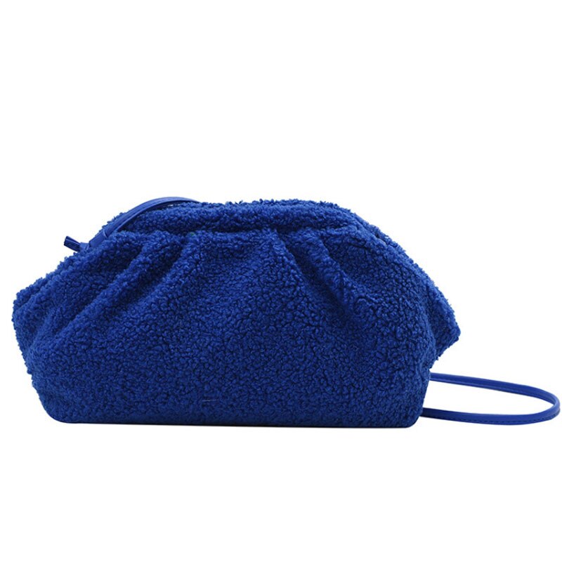 Damenhandtasche, kunstpelz-wolkentasche, Landstreicher-tasche, umhängetasche, damen-crossbody-tasche und handtaschen: Blau