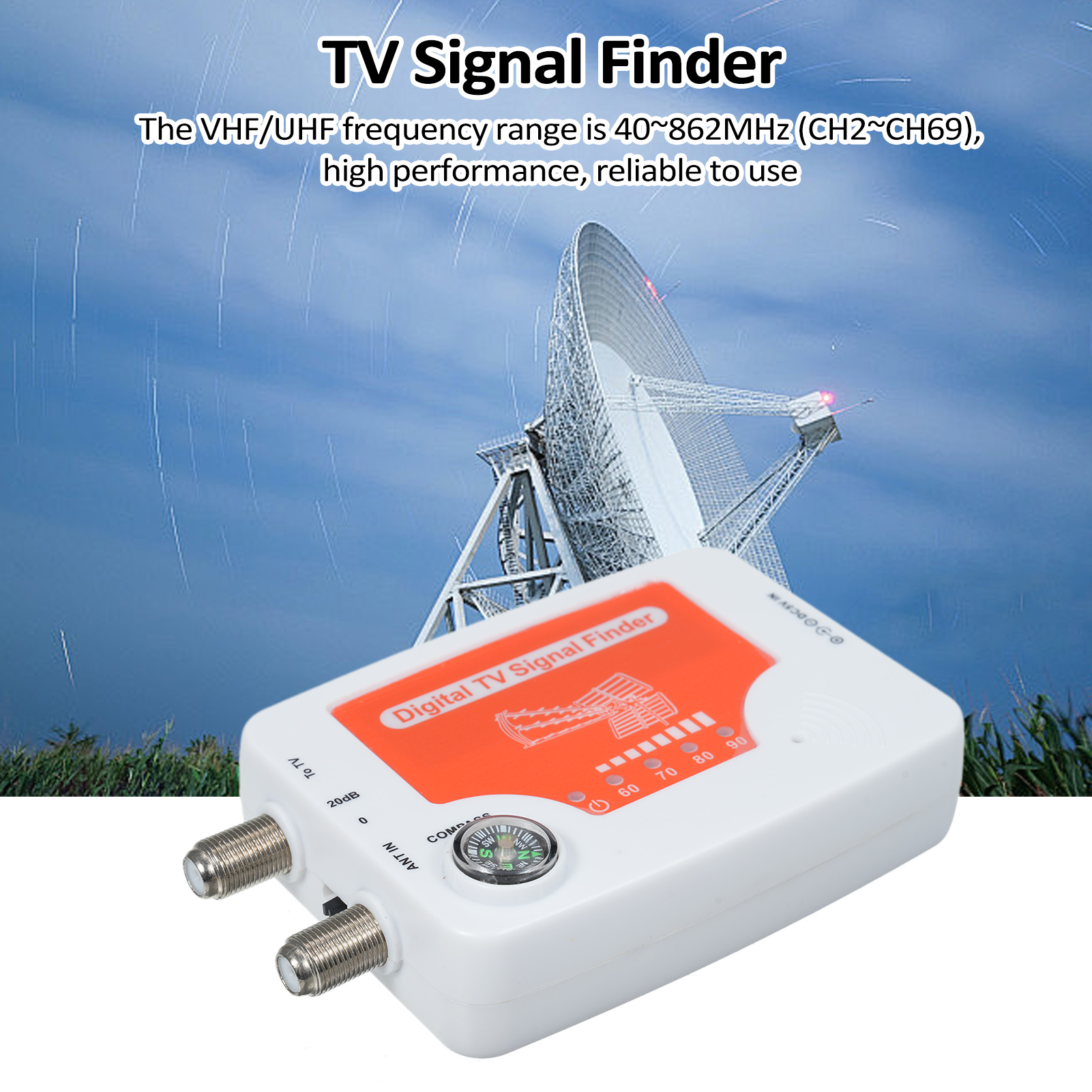 Digital tv-signalfinder digital antenne jordbaseret tv-antenne signalstyrkemåler detektor signalstyrkemåler med kompas