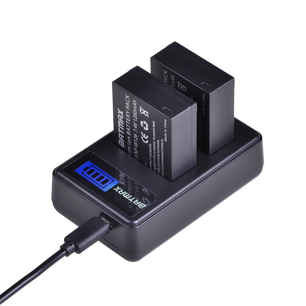 2 uds. 1260mAh NP-W126 NP W126 NPW126 baterías + LCD cargador Dual para Fujifilm Fuji X-Pro1 XPro1 X-T1 XT1, HS30EXR HS33EXR X PRO1