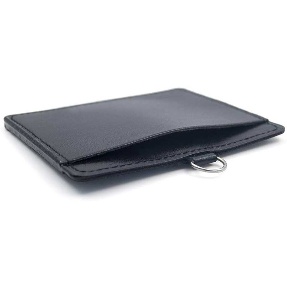 Heavy Duty Badge Holder Leather ID Card Holder With Clear ID Window Wallet Case 2-Sided Horizontal Business Name Card Organizer