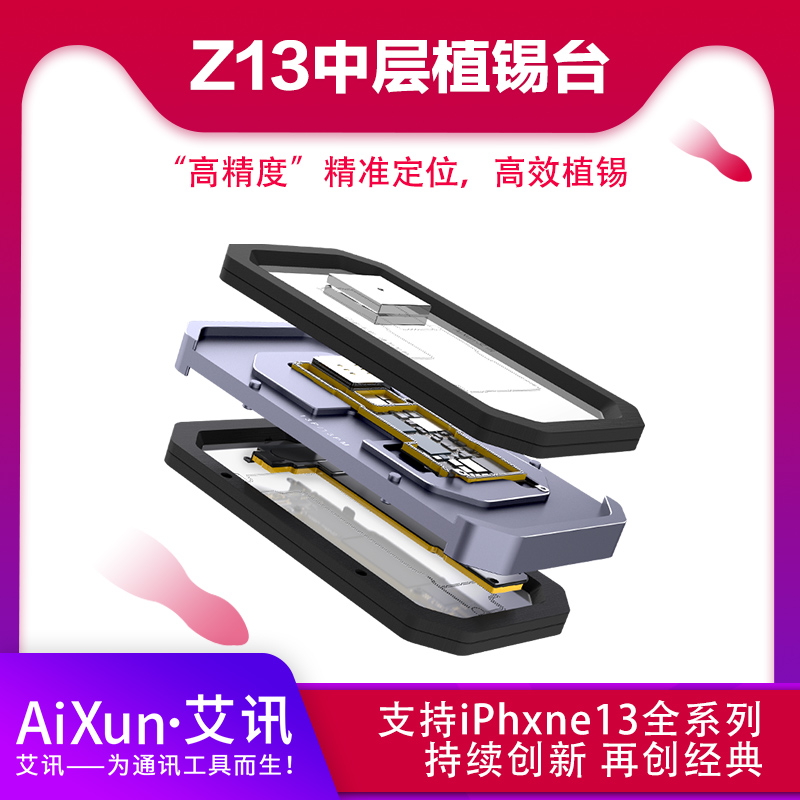 AIXUN Z12 Z13 Middle Frame BGA Reballing Stencil For iPhone X-13 Pro Max Mainboard Mid-Layer Planting Tin Template Board Fixture