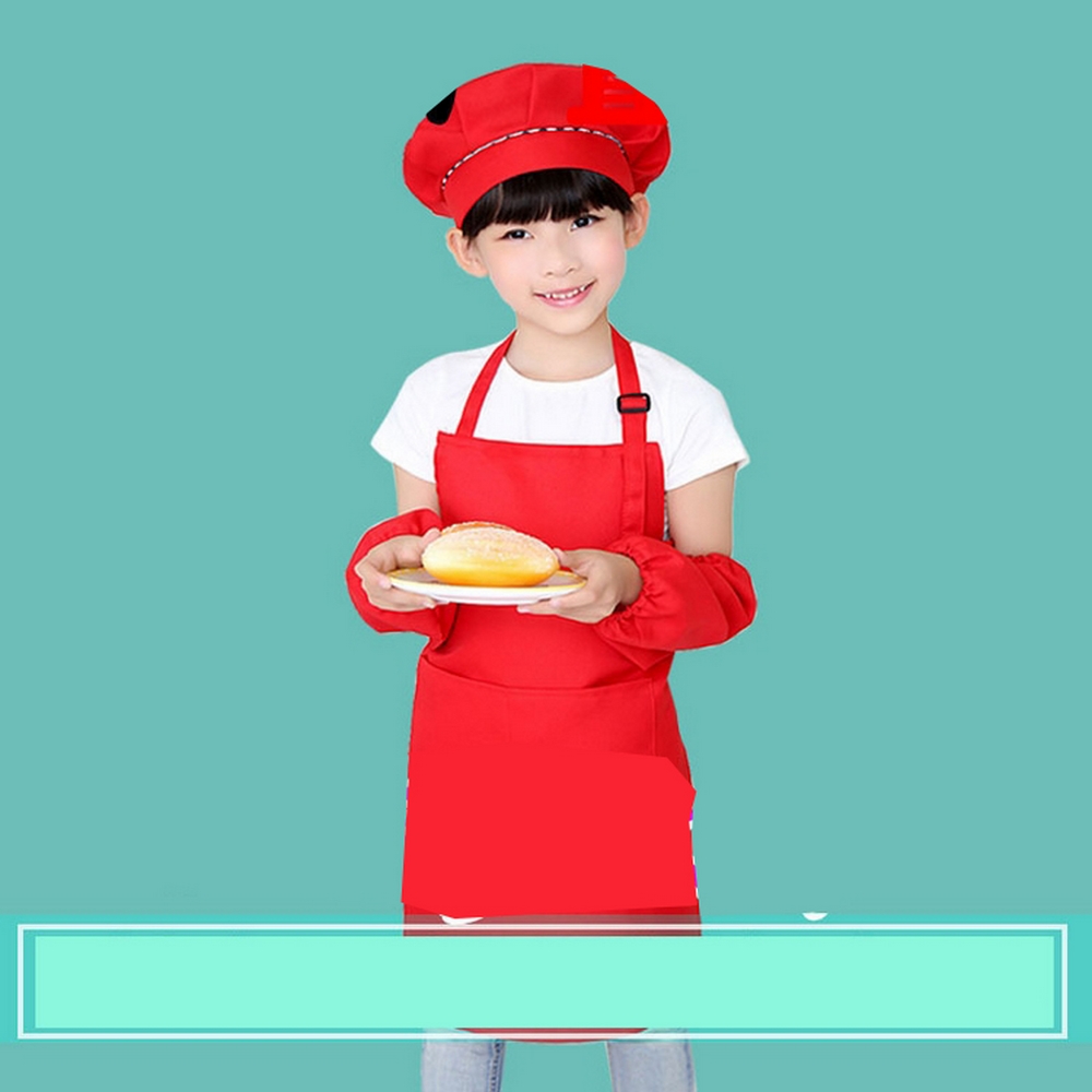 Kid Chef Hat Children's Baking Hat Cute Girls Boys Food Service Kitchen Work Caps Solid Pleated Top Painting Hats