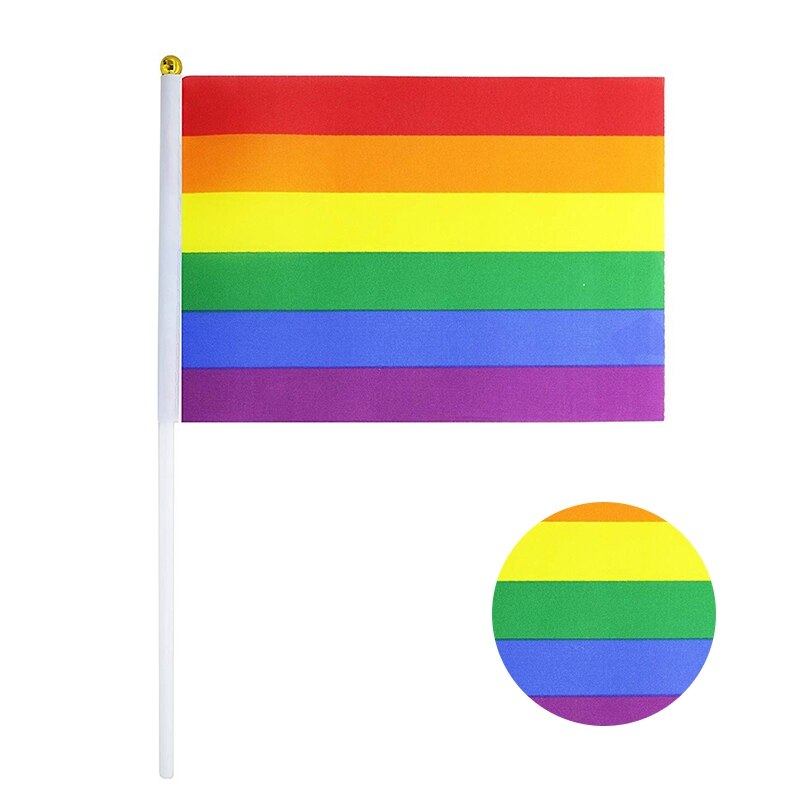 50 Pack Rainbow Small Mini Stick Flags,Decorations For Rainbow Pride Party