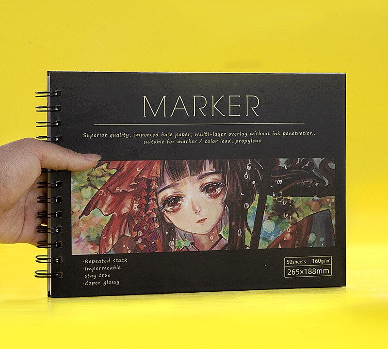 Thick Cover 16K/8K/A4 Art Marker Sketchbook 50 Sheet Blank Painting Drawing Graffiti Paper Sketch Pad Supplies School Stationery: 8K / book b  style