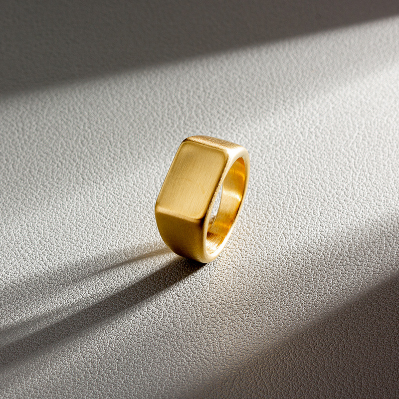 HNSP 316L Edelstahlring für Männer 2024, glatte rechteckige Dichtungsringe, Fingerschmuck, Zubehör