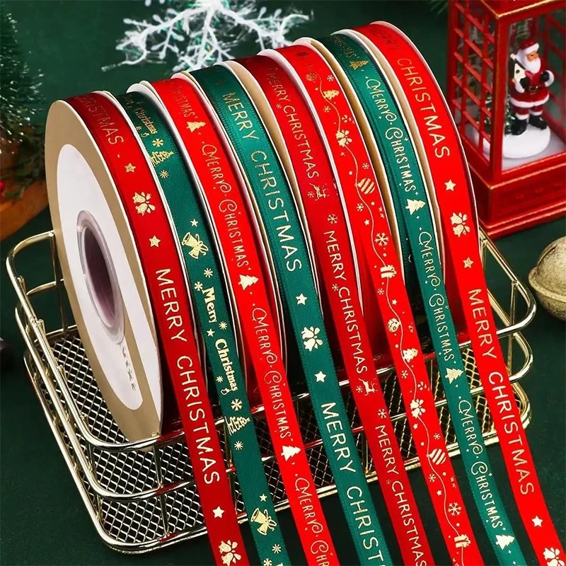 5M Weihnachtsdekoration Weihnachtsband Weihnachtsbaum Ornament für Wohnkultur Neujahr handgemachte DIY Geschenkverpackung Kasten Zubehör
