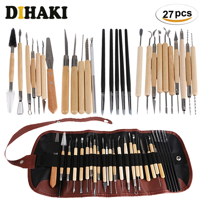 27Pcs Clay Sculpting Tools set with bag Fimo Modeling carving Clay Tool Home Combination Wood Working Hand Tool kit