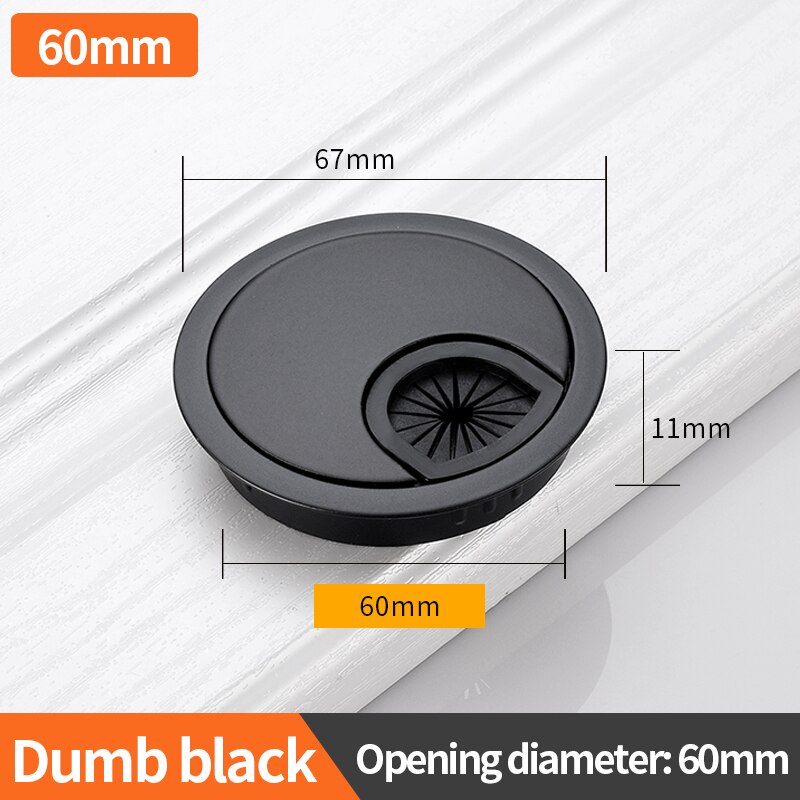 JZPENG Zinc Alloy Round Table Hole Cover Wire Outlet Port Computer PC Desktop Cable Sleeve60MM Wire Frame: Black