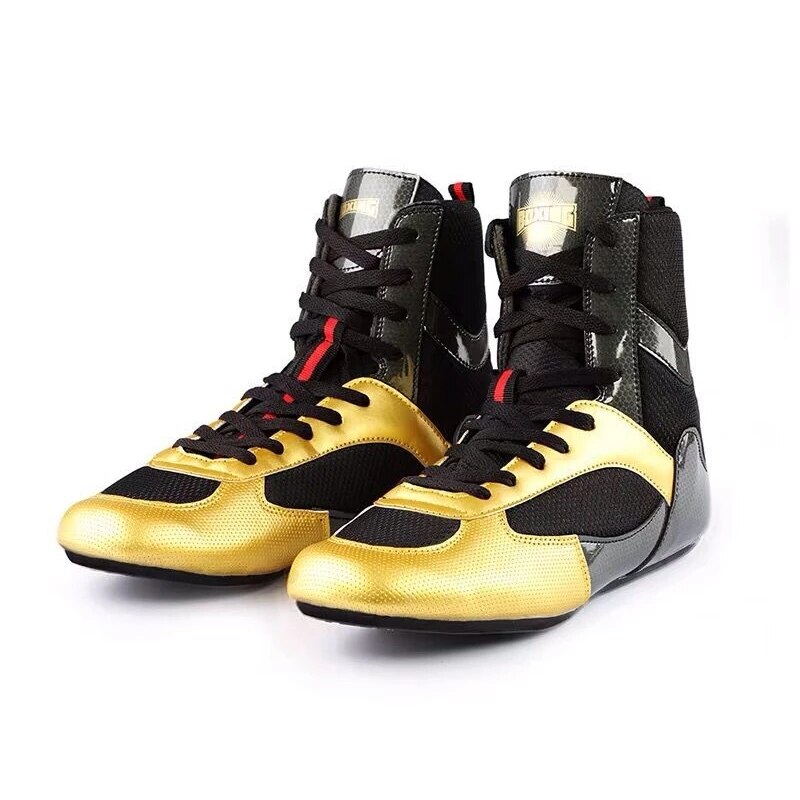 Neue Boxing Schuhe Higt Knöchel Männer Gold Licht Wrestling Schuhe Männer Atmungsaktive Boxen Stiefel Anti Slip Boxing Sneakers