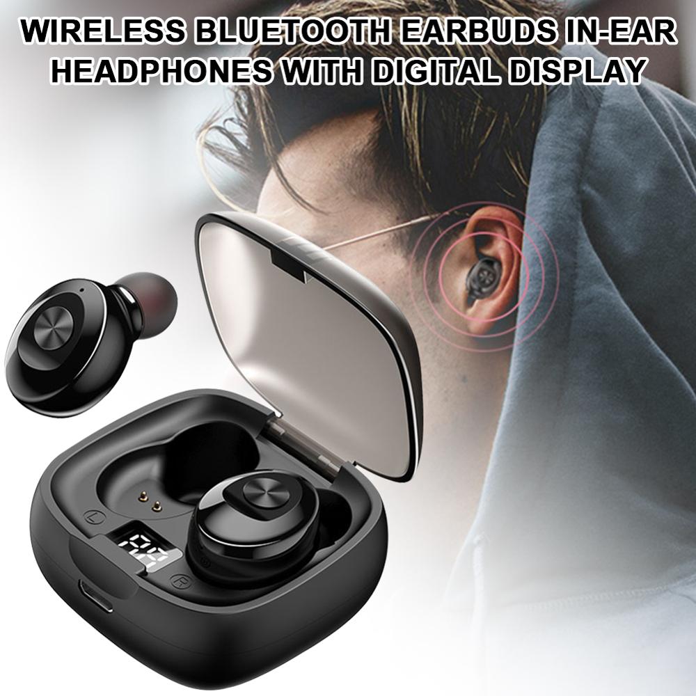 Draadloze Bluetooth Oordopjes Met Mini In-Ear 5.0 Oordopjes Waterdichte 30H Speeltijd Headset Noise Annuleren Oortelefoon Hoofdtelefoon: Black