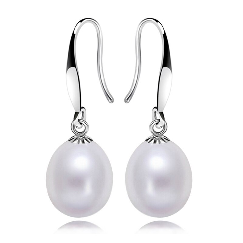 Real de água doce cinza pérola brincos para as mulheres, casamento 925 prata esterlina jóias preto natural pérola brinco presente aniversário da menina: white pearl earring