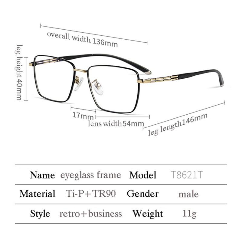 Pure Titanium Glasses Frame Optical Prescription Eyeglasses with Recipe Vacuum IP Plating Eyewear Men Styles Male Man