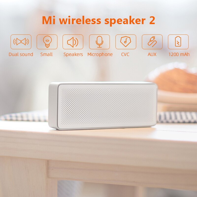 Xiao mi mi vierkante doos 2 Bluetooth speaker Stereo Portable Bluetooth 4.2 Batterij 1200 Mah luidspreker 10 H speeltijd ONDERSTEUNING AUX mi c