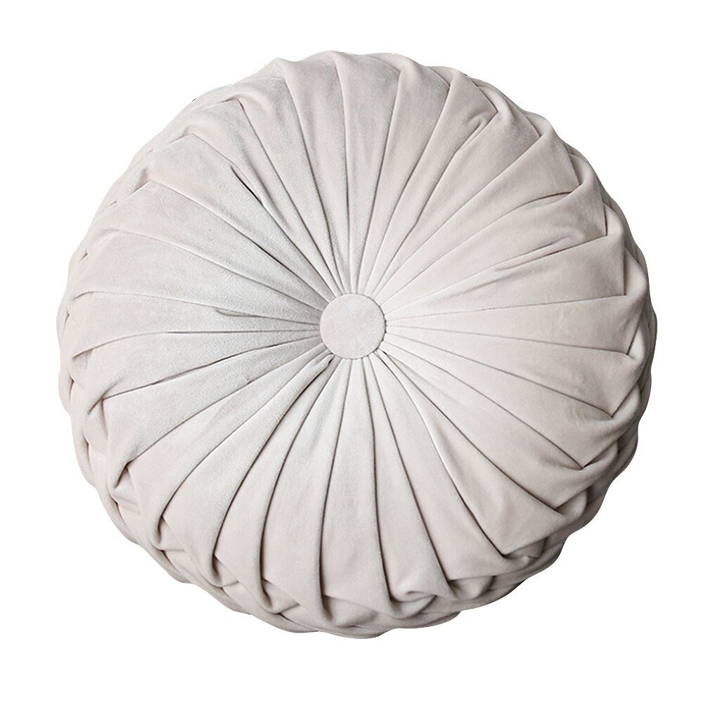 35 x 35cm europeisk stil rund massiv sittdyna sammet kudde kudde handgjorda veckade hjul pumpa sittdyna: A2