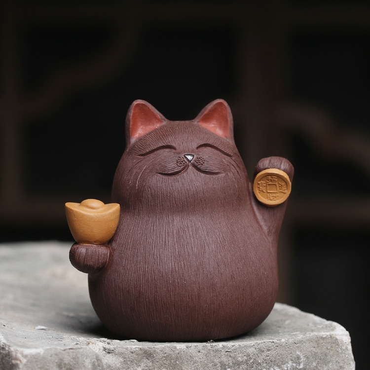 Luwu Zisha Teapets Van Yixing Lucky Cat Chinese Thee Set Decoratie