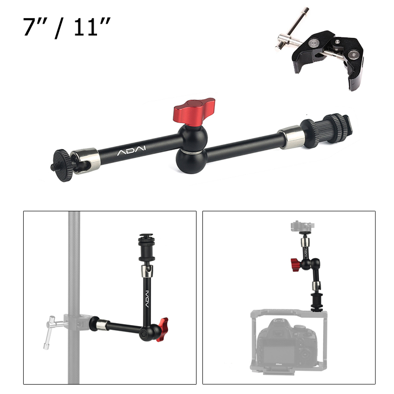 7" 11" Magic Arm Adjustable Magic Articulated Arm Super Clamp for Mounting HDMI Monitor LED Light Video Camera Flash Camera DSLR