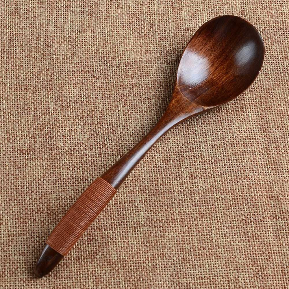 Coffee spoon kitchen cooking utensils soup teaspoon Japanese style tie line coffee honey wooden spoon L0422