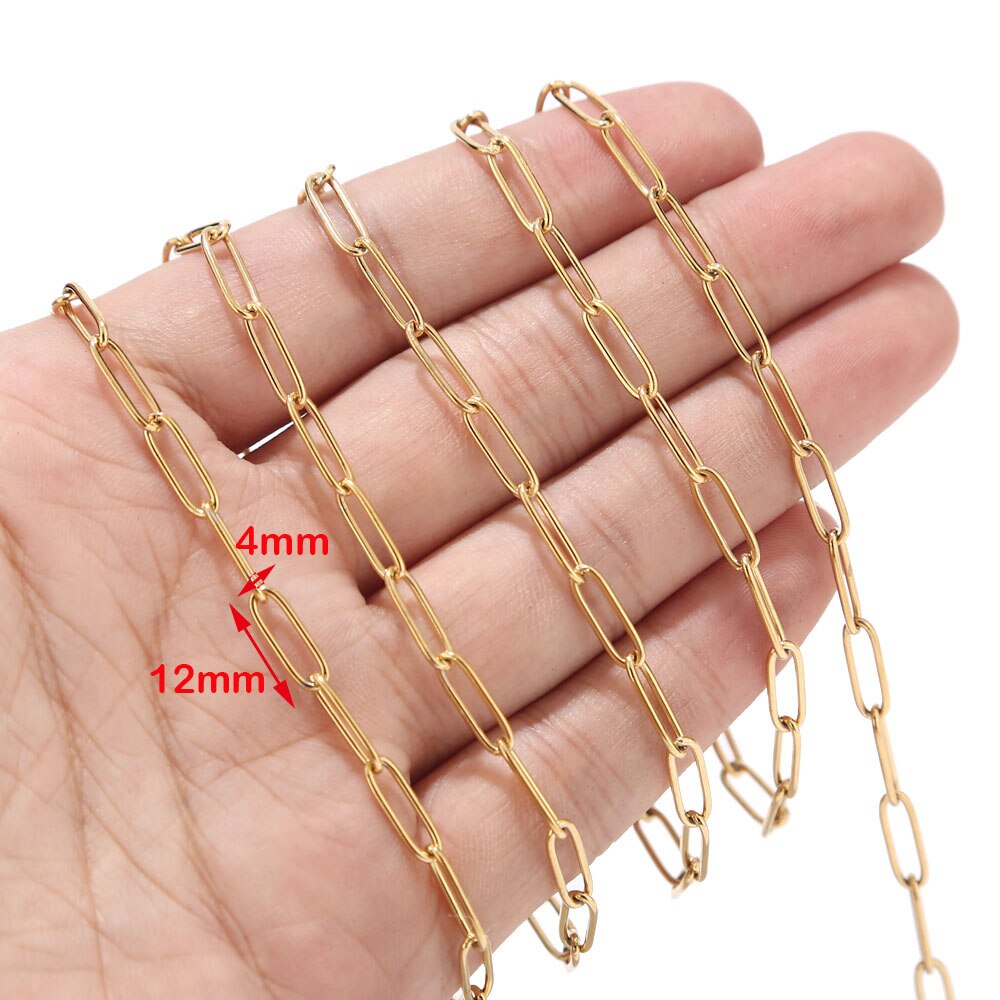 1 Meter 10mm Breedte Rvs Gold Tone Geweven Ovale Rolo Kabel Link Chain Accessoires Fit voor Sieraden Maken DIY Supplies: Gold  D chain