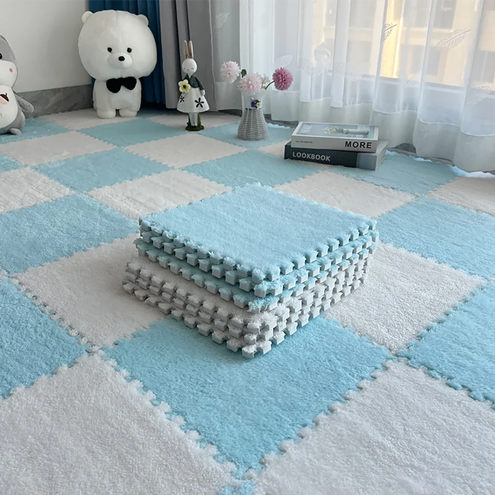 Estera de felpa suave para niños, juguetes para bebés, alfombra de rompecabezas de espuma Eva, alfombras de juego cálidas para niños, alfombras entrelazadas, alfombra infantil de 30x30x1cm