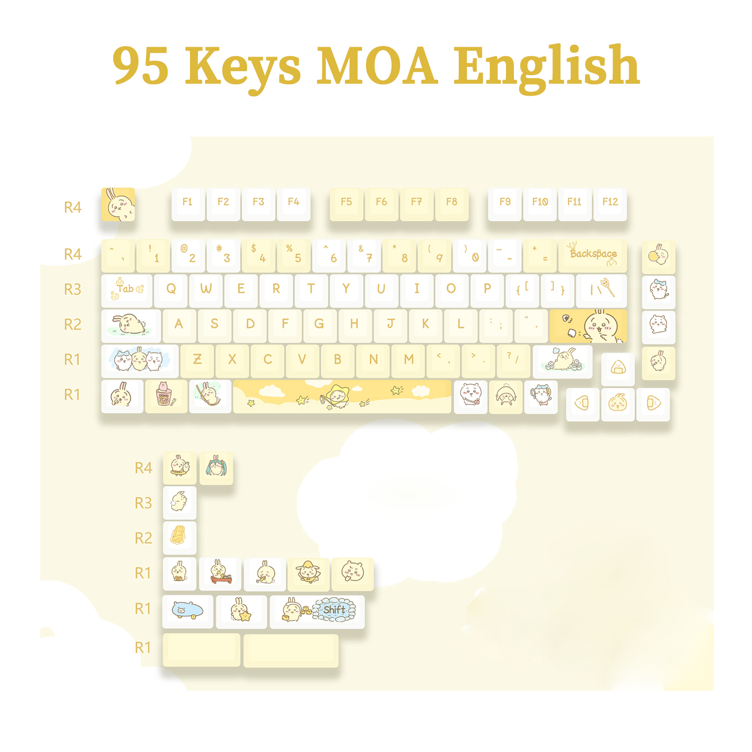 95 Keys artoon Cute Puppy Cat Kitty Keycaps GMK PBT Keycap MOA Profile Dye Sublimation For DIY Mechanical Keyboard Girls: Amber