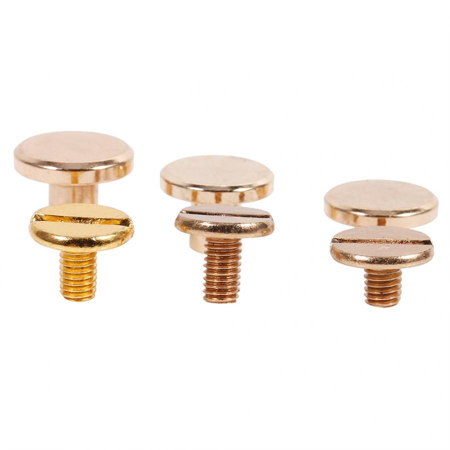 10 set 5/6.5/8mm massiva mässingsknappar skruvspik skruvback läder nitbälte mässingsspik
