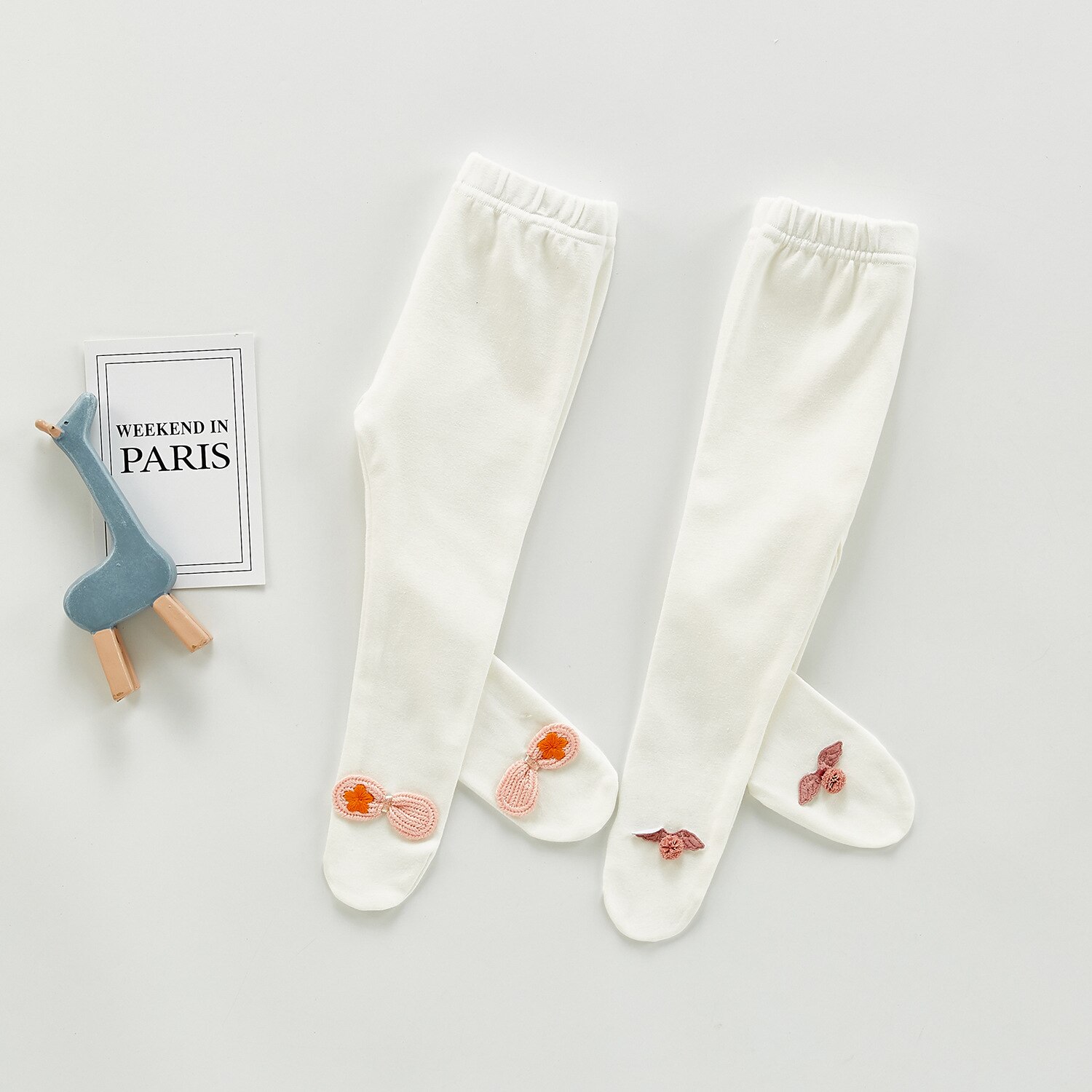 Baby flickor söta bowknot vita leggings 0-3 år baby all-match strumpbyxor
