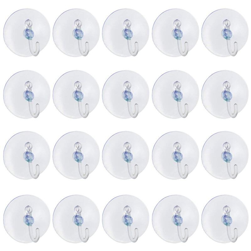 20 X ventose bicchieri in plastica trasparente con ganci in metallo decorazione per finestre ventosa per mobili perfetta per appendere decorazioni natalizie: Default Title