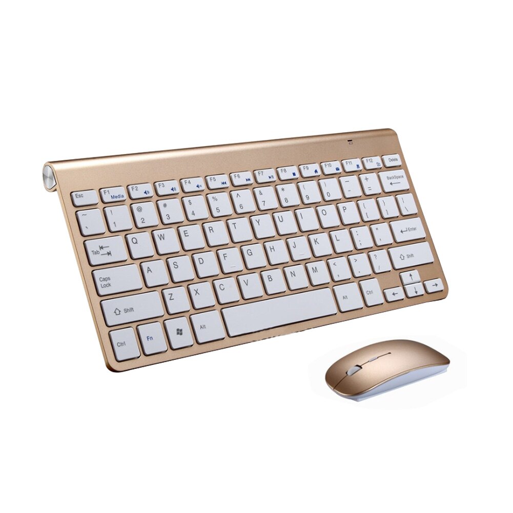 78 Keys Desktops With Mouse X Architecture Ultra Slim USB Laptops Windows Thin Wireless Android Quiet Keyboard: Gold