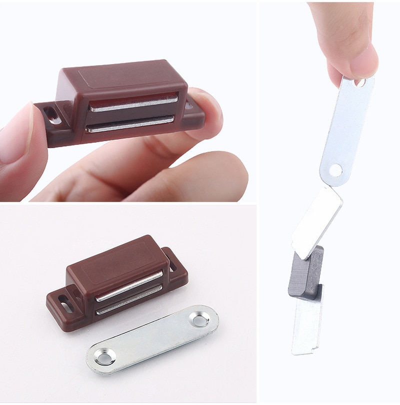 Cupboard Cabinet Etc Furniture Door Latch/Catch Closures Highly Magnet Catch with Metal Plate and Free Screws Plastic