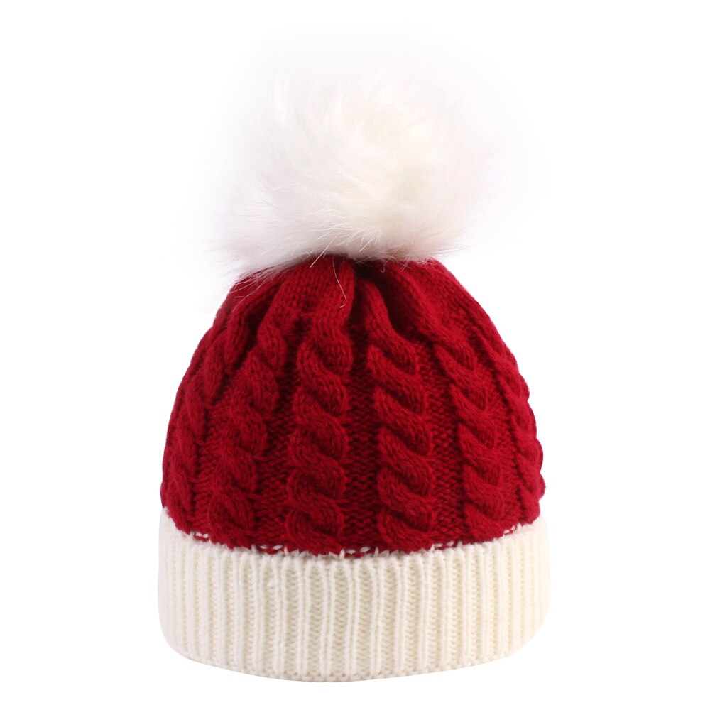 autumn winter christmas baby knitted hat winter keep warm baby girl wool cap baby boy hat Xmas for baby 0-3 years old: red