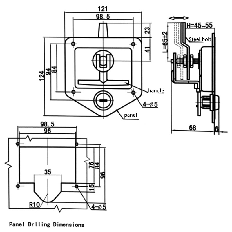 Rvs Auto Vouwen T-Vormige Handvat Slot Trailer Vliegtuig Rv Caravan Vrachtwagen Techniek Voertuigen Klink Toolbox Knop Sloten