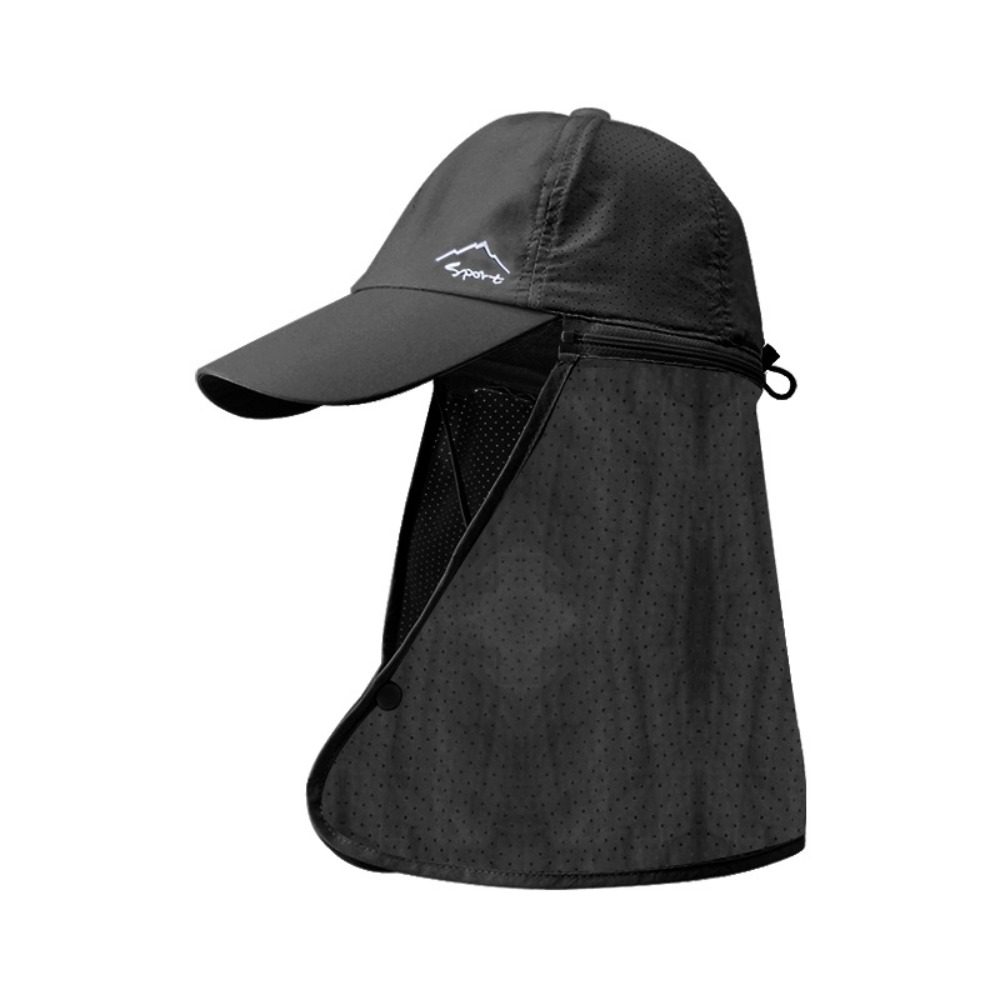Protección solar Sombrero impermeable para el sol Secado rápido Gorra de béisbol de pesca de ala ancha Mantón desmontable Gorra de playa transpirable: Caqui