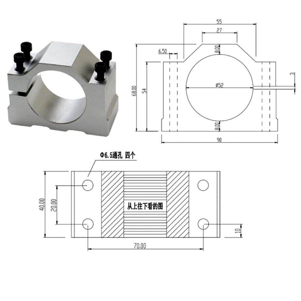 48V 200W 300W 400W 500W Angle Grinder Spindle Motor Air-cooling cnc Spindle DC Motor + 1pcs 52mm Clamp For CNC Machine