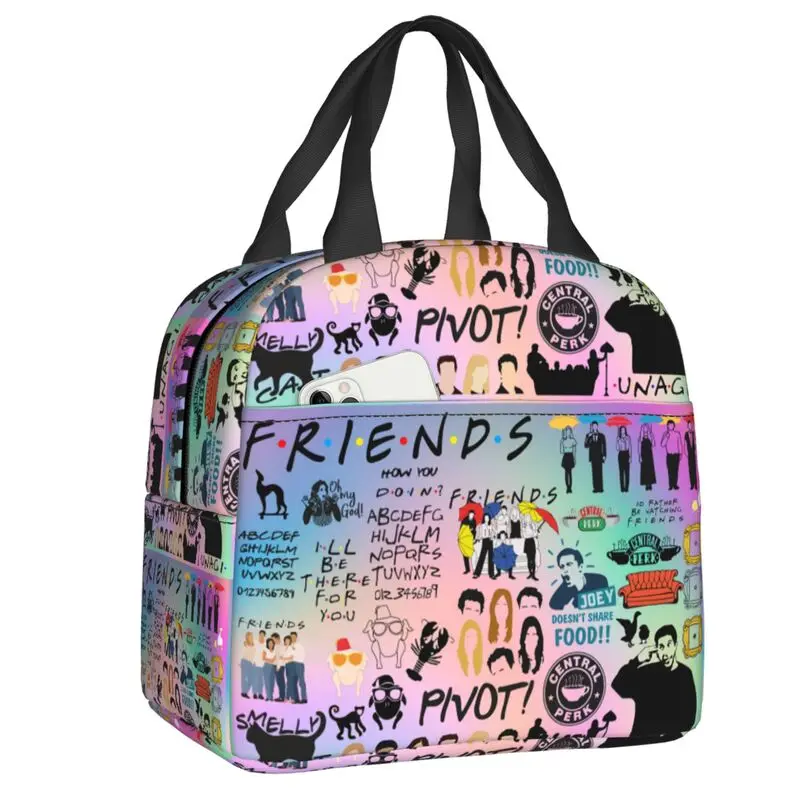 Friends TV Show Insulated Lunch Bag for Camping Travel Resuable Thermal Cooler Lunch Box Women Children Food Container Tote Bags: MULTI