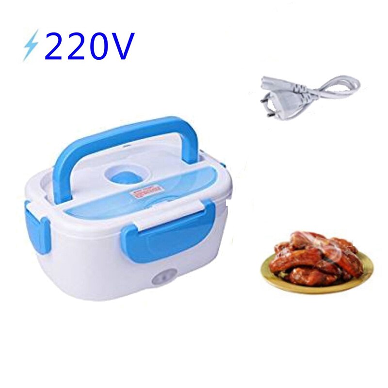 110v 220v us eu stekker elektrische lunchbox plastic voedselverwarmer thuis school kantoor verwarmde bentobox draagbaar bpa-vrij: 220v blauwe eu-stekkers